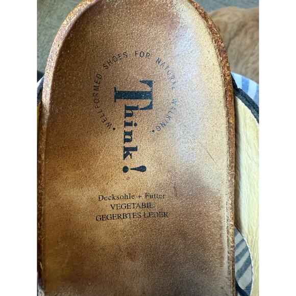 Think! Black leather Kirk sole sandal womens 10.5 - Picture 8 of 9